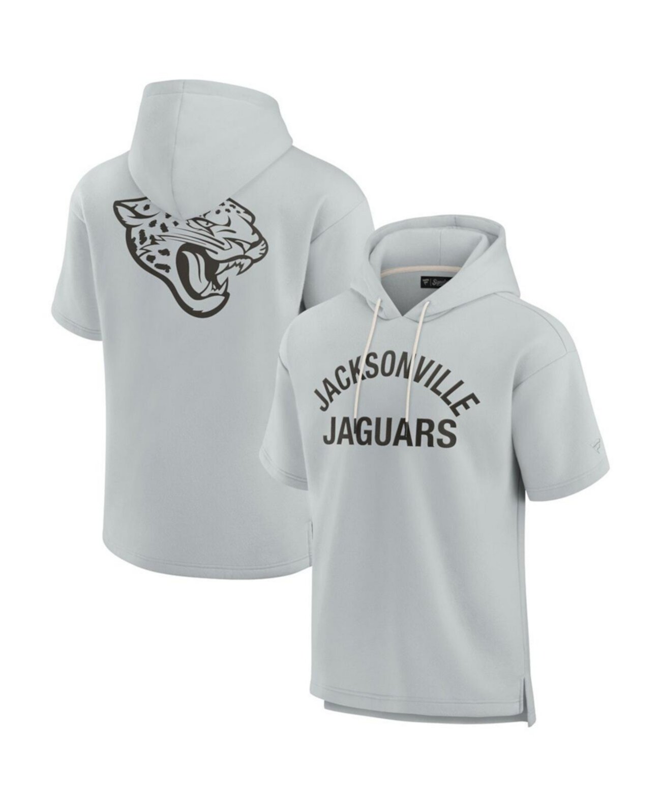 Men's and Women's Gray Jacksonville Jaguars Elements Super Soft Fleece Short Sleeve Pullover Hoodie Fanatics Signature