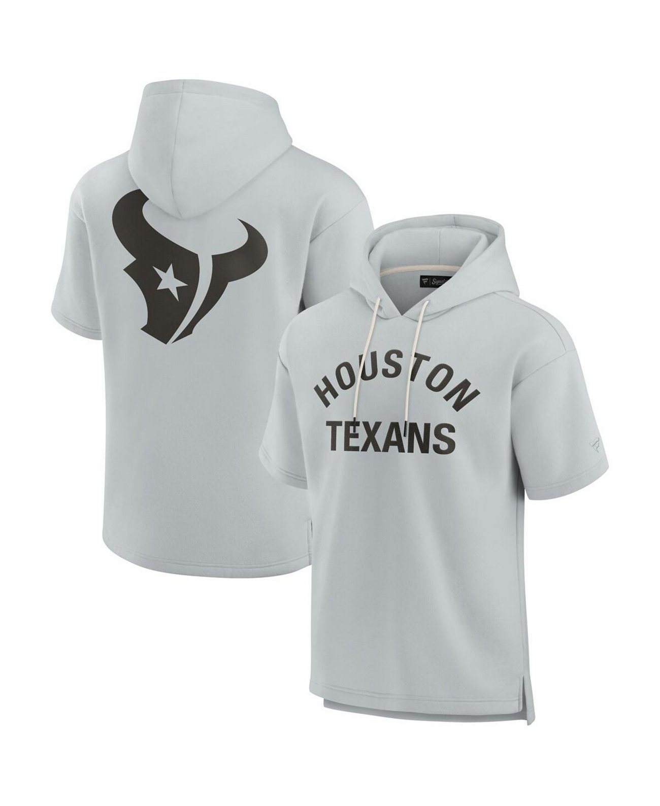 Men's and Women's Gray Houston Texans Elements Super Soft Fleece Short Sleeve Pullover Hoodie Fanatics Signature