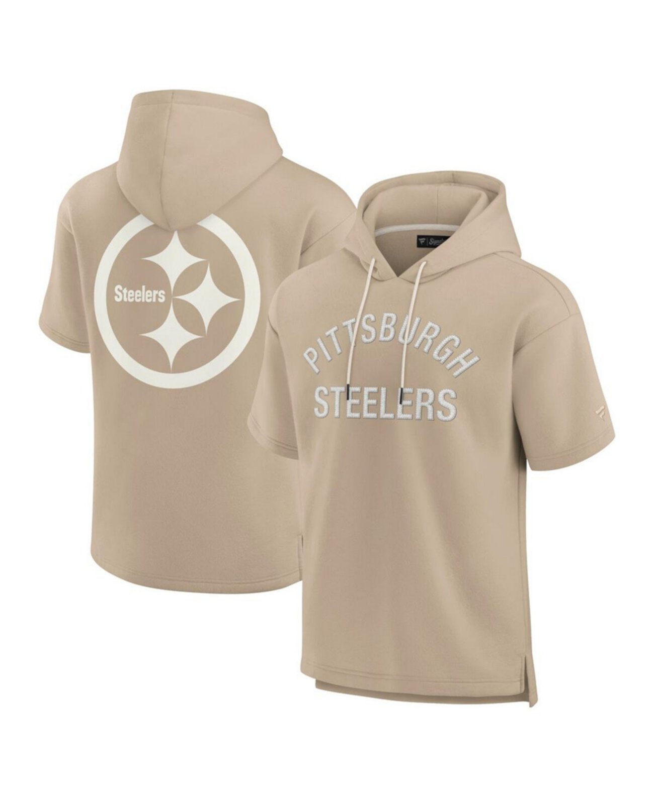 Men's and Women's  Khaki Pittsburgh Steelers Elements Super Soft Fleece Short Sleeve Pullover Hoodie Fanatics Signature