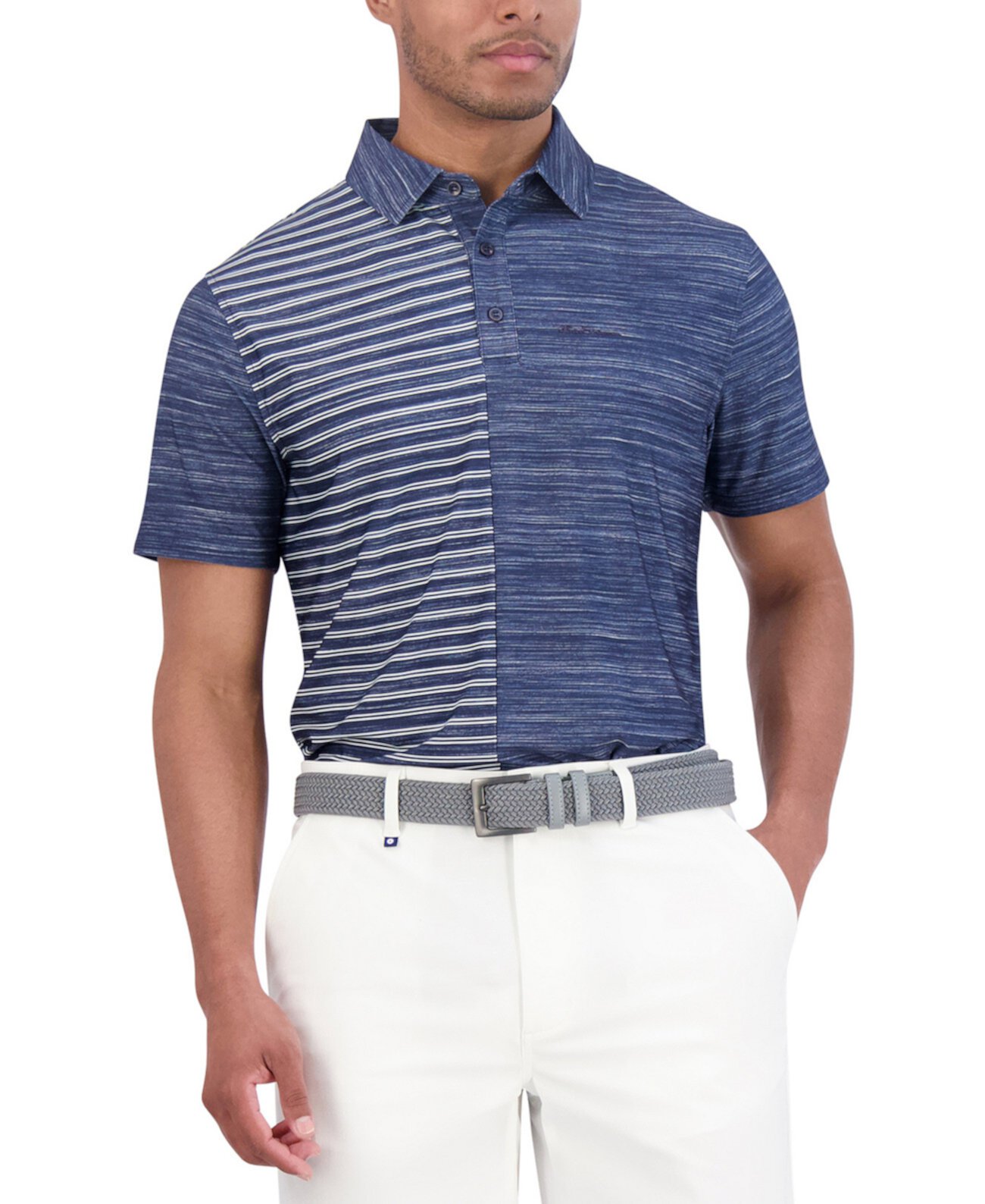 Melange Stripes Color Block Tech Jersey Sports Fit Polo Ben Sherman