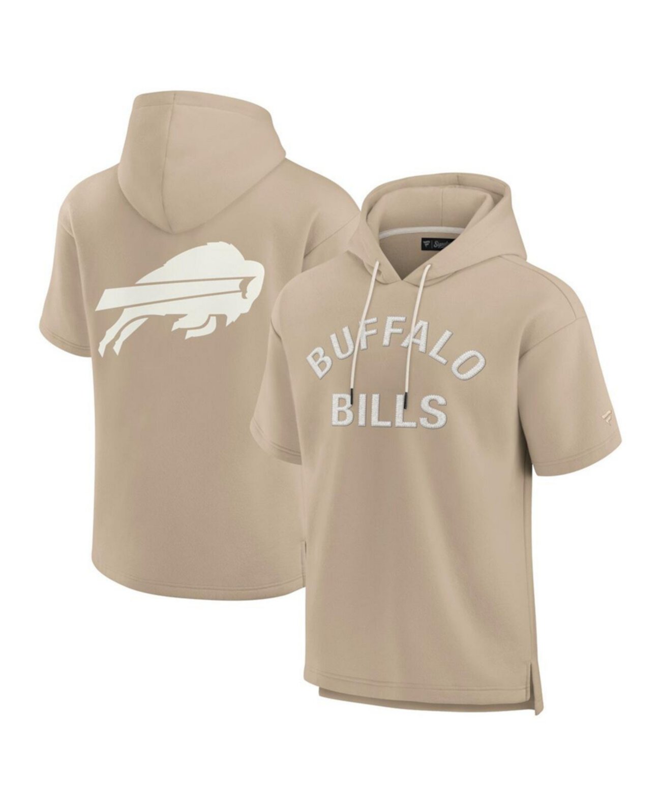 Men's and Women's Khaki Buffalo Bills Elements Super Soft Fleece Short Sleeve Pullover Hoodie Fanatics Signature