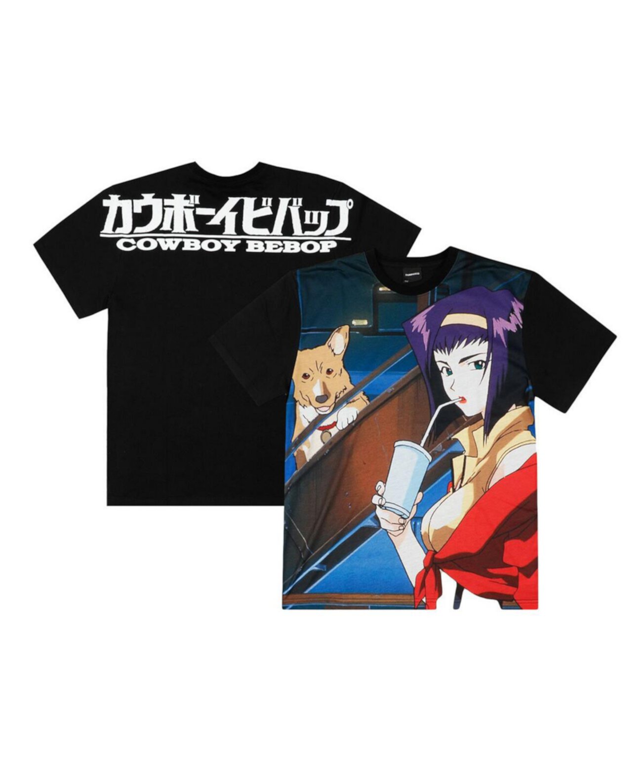 Men's and Women's Black Cowboy Bebop Faye Ein Big Print Graphic T-Shirt DUMBGOOD