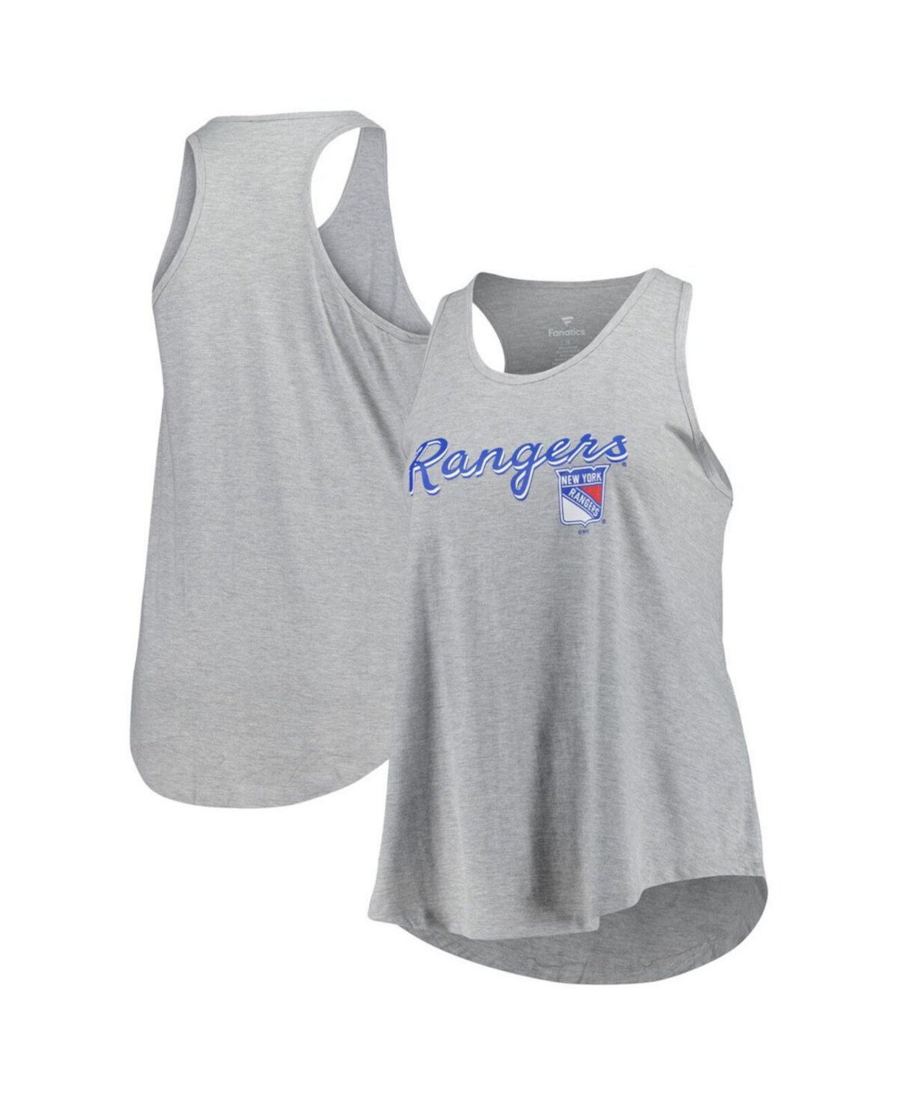 Женская серая черная майка New York Rangers с вырезом и спинкой racerback Fanatics