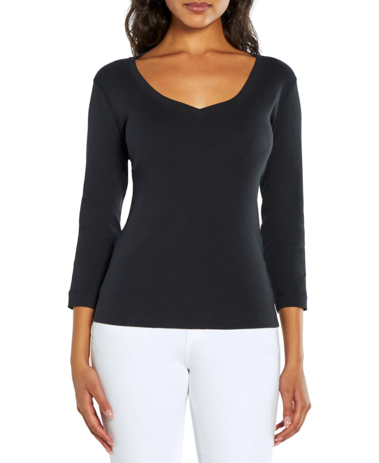 Women's V-Neck 3/4-Sleeve T-Shirt Three Dots