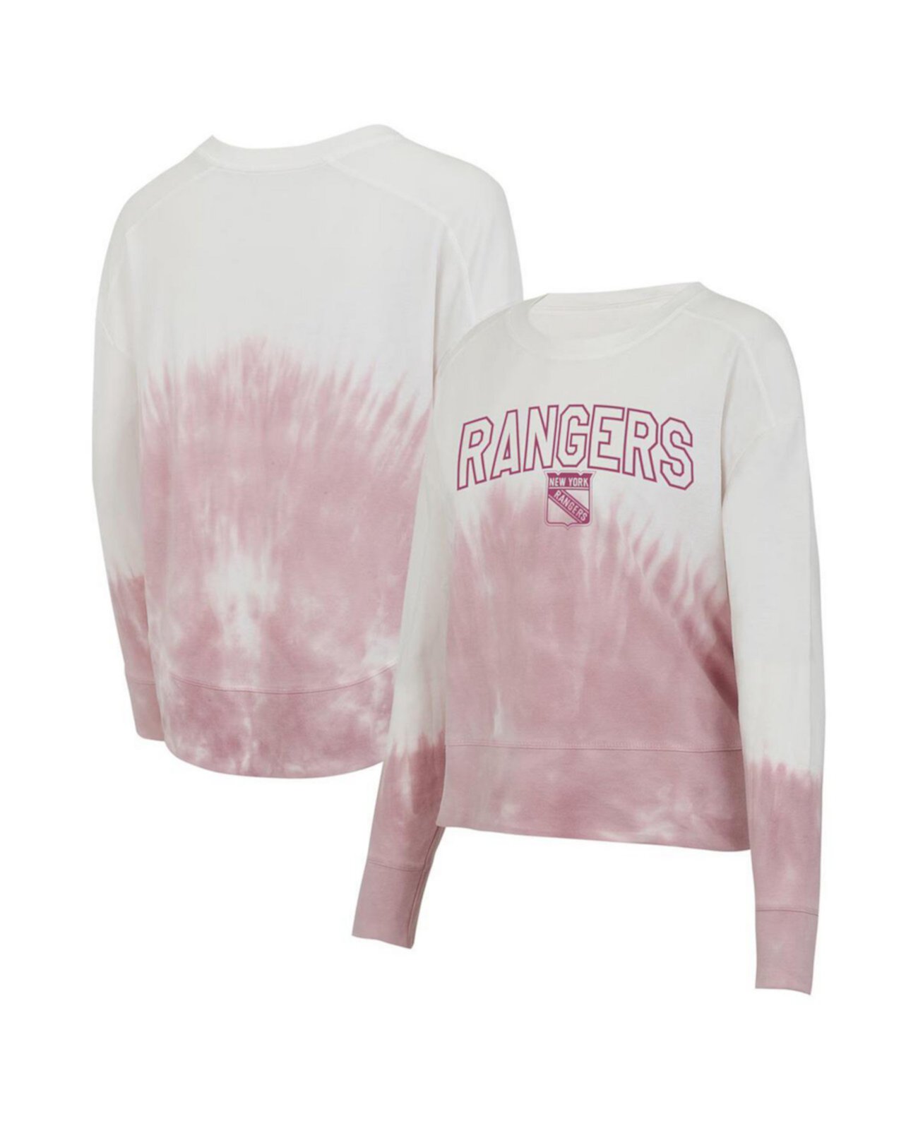 Women's Pink/White New York Rangers Orchard Tie-Dye Long Sleeve T-Shirt Concepts Sport