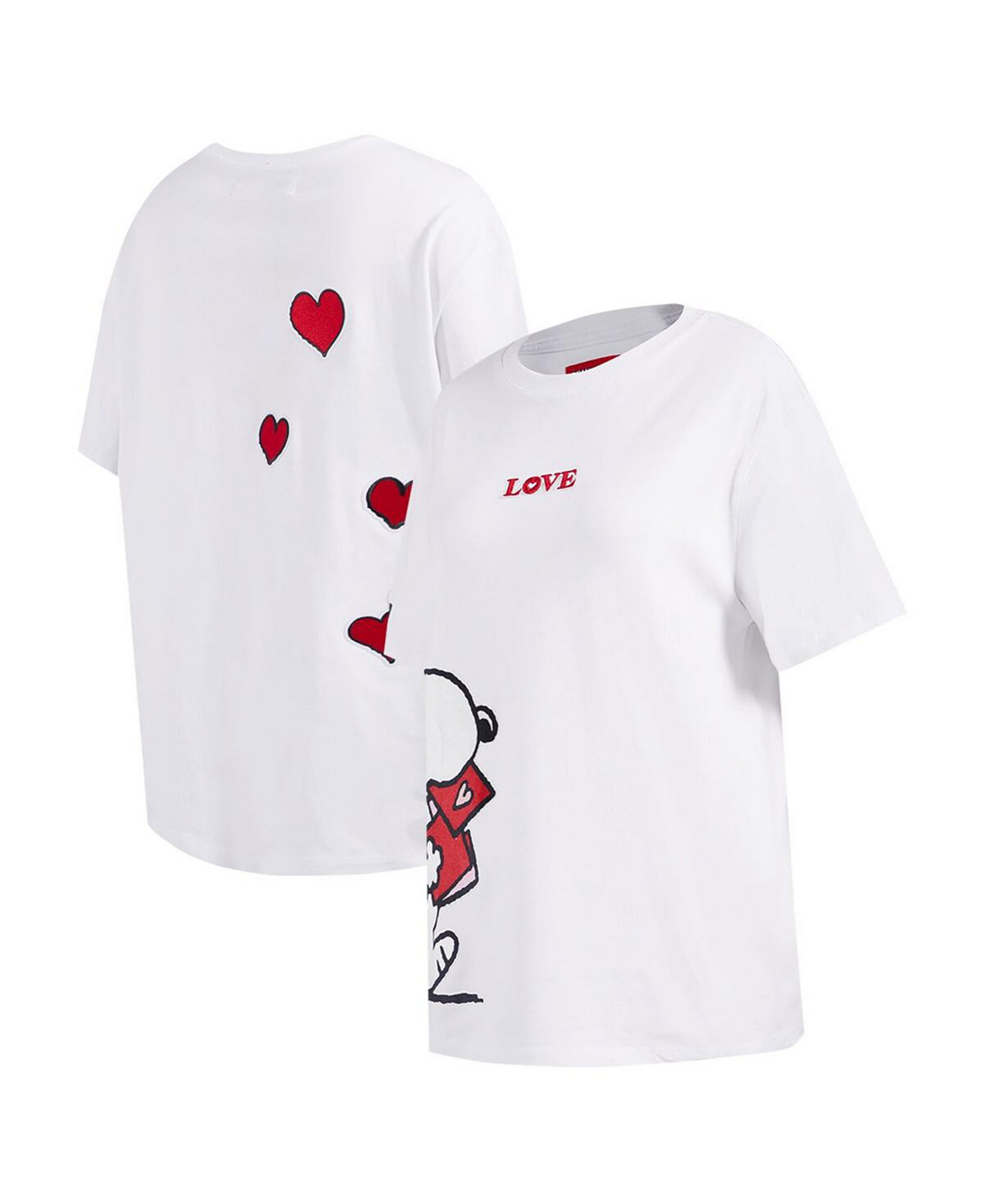 Women's Snoopy White Peanuts Charming Letter Boyfriend T-Shirt Freeze Max