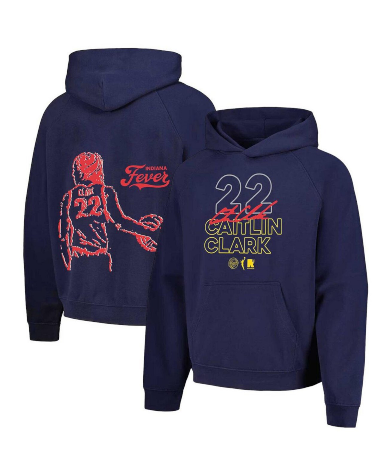 Men's and Women's Caitlin Clark Navy Indiana Fever Indiana Bound Pullover Hoodie Round21