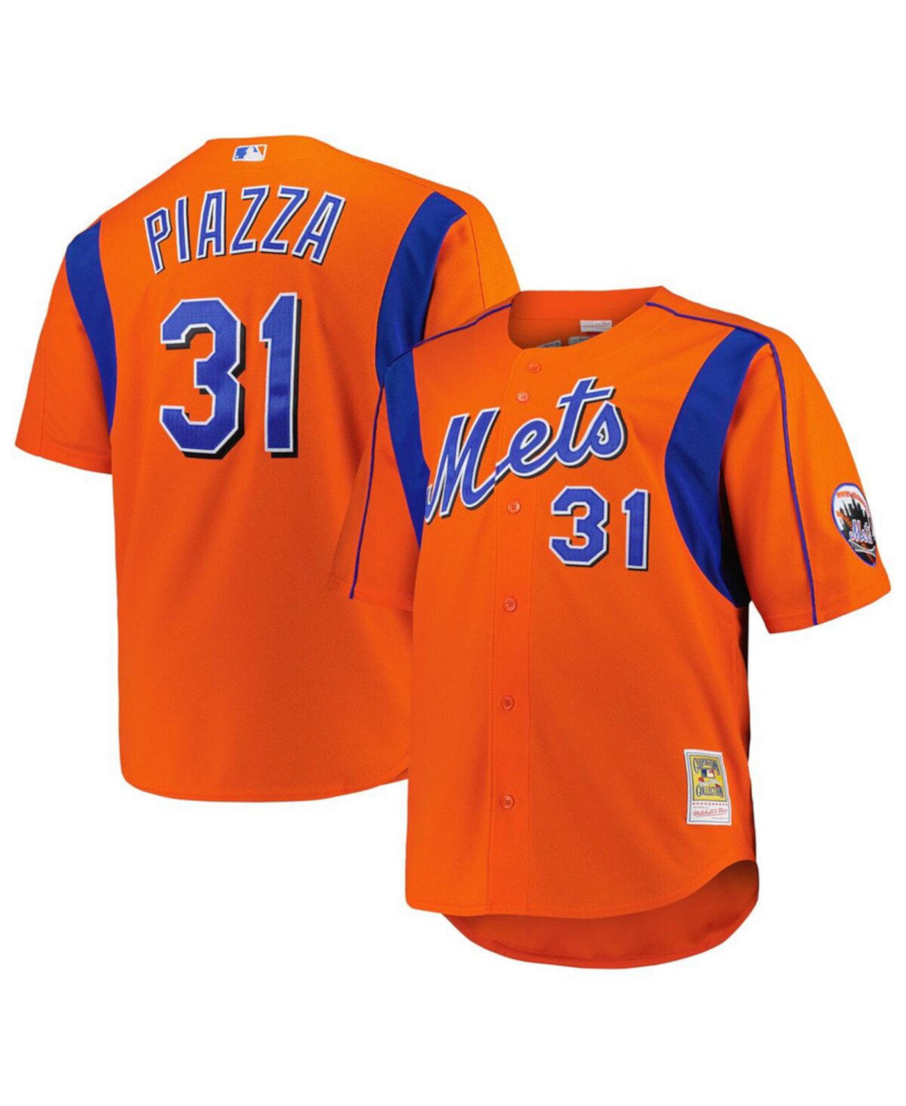 Мужское Джерси Mitchell & Ness Mike Piazza Оранжевое New York Mets Big Tall Cooperstown Collection Mesh Batting Practice Mitchell & Ness