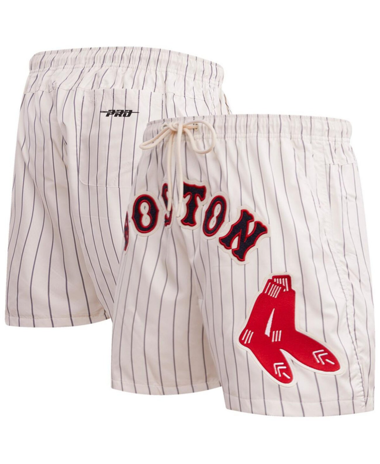 Men's Cream Boston Red Sox Pinstripe Retro Classic Woven Shorts Pro Standard