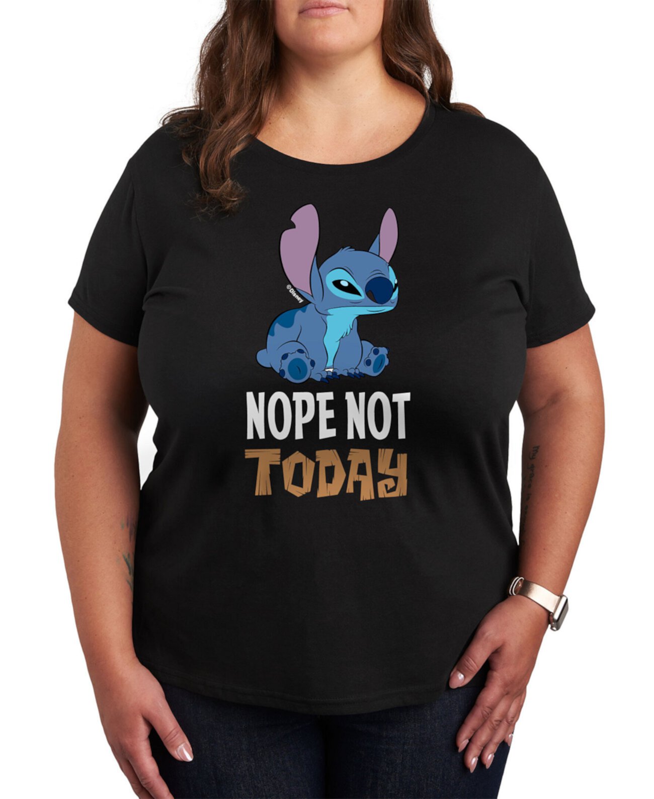 Trendy Plus Size Lilo & Stitch Nope Not Today Graphic T-Shirt Hybrid Apparel