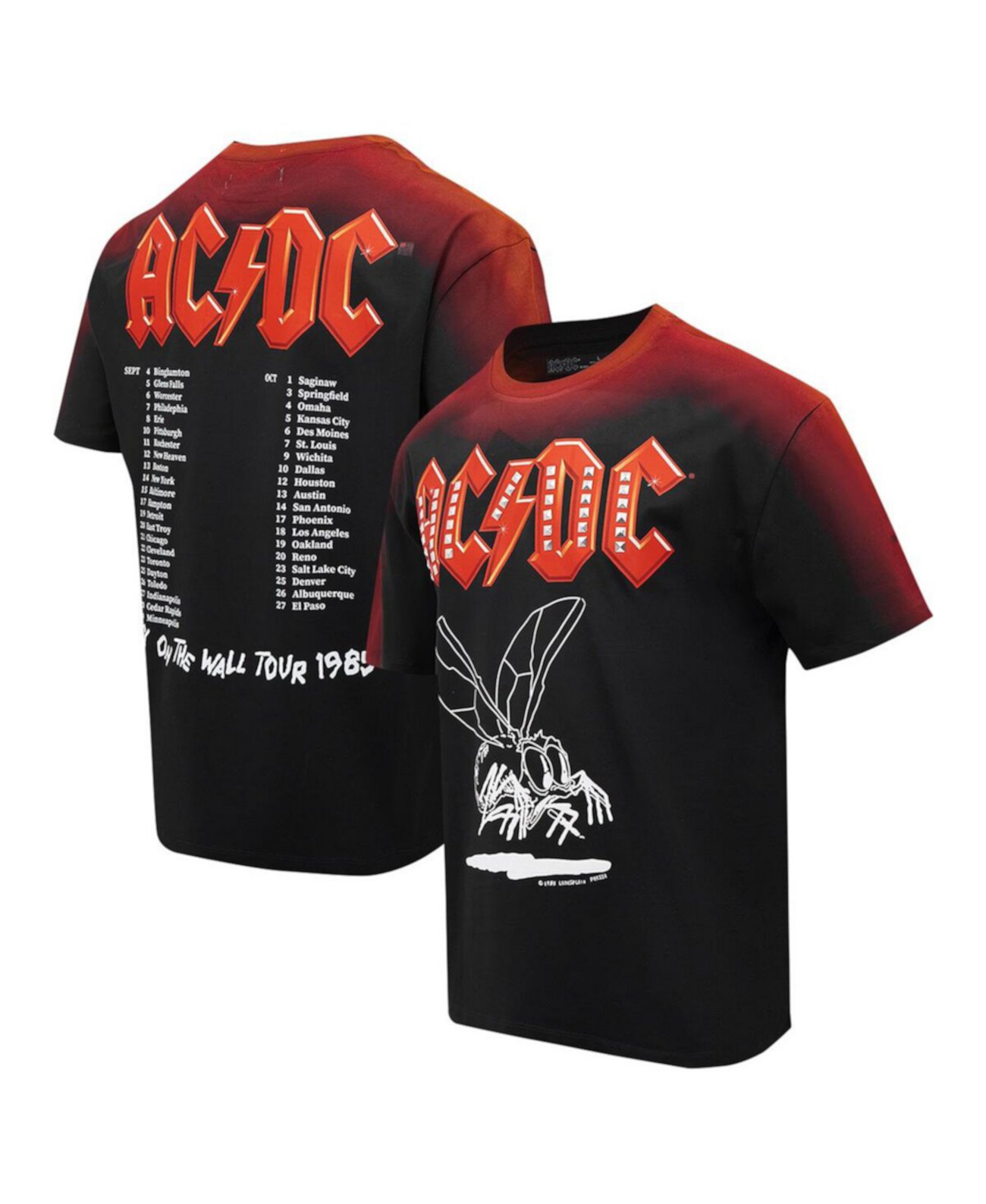 Men's Black AC/DC Fly on the Wall Tour Loose T-Shirt Freeze Max