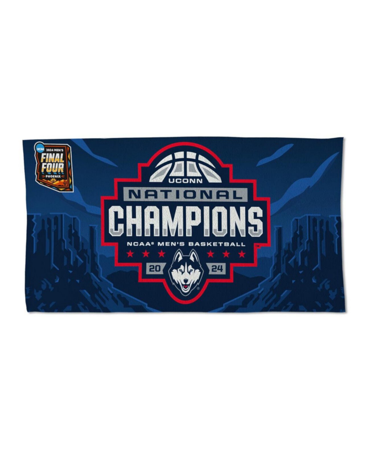 Полотенце для празднования UConn Huskies 2024 NCAA, 56 x 107 см, двустороннее с графикой Wincraft