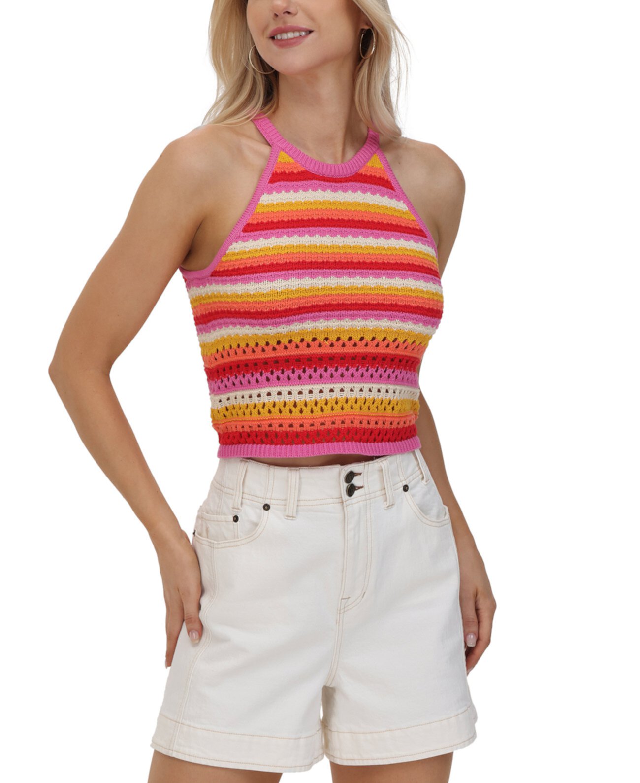 Women's Striped Crochet Halter Tank Frye