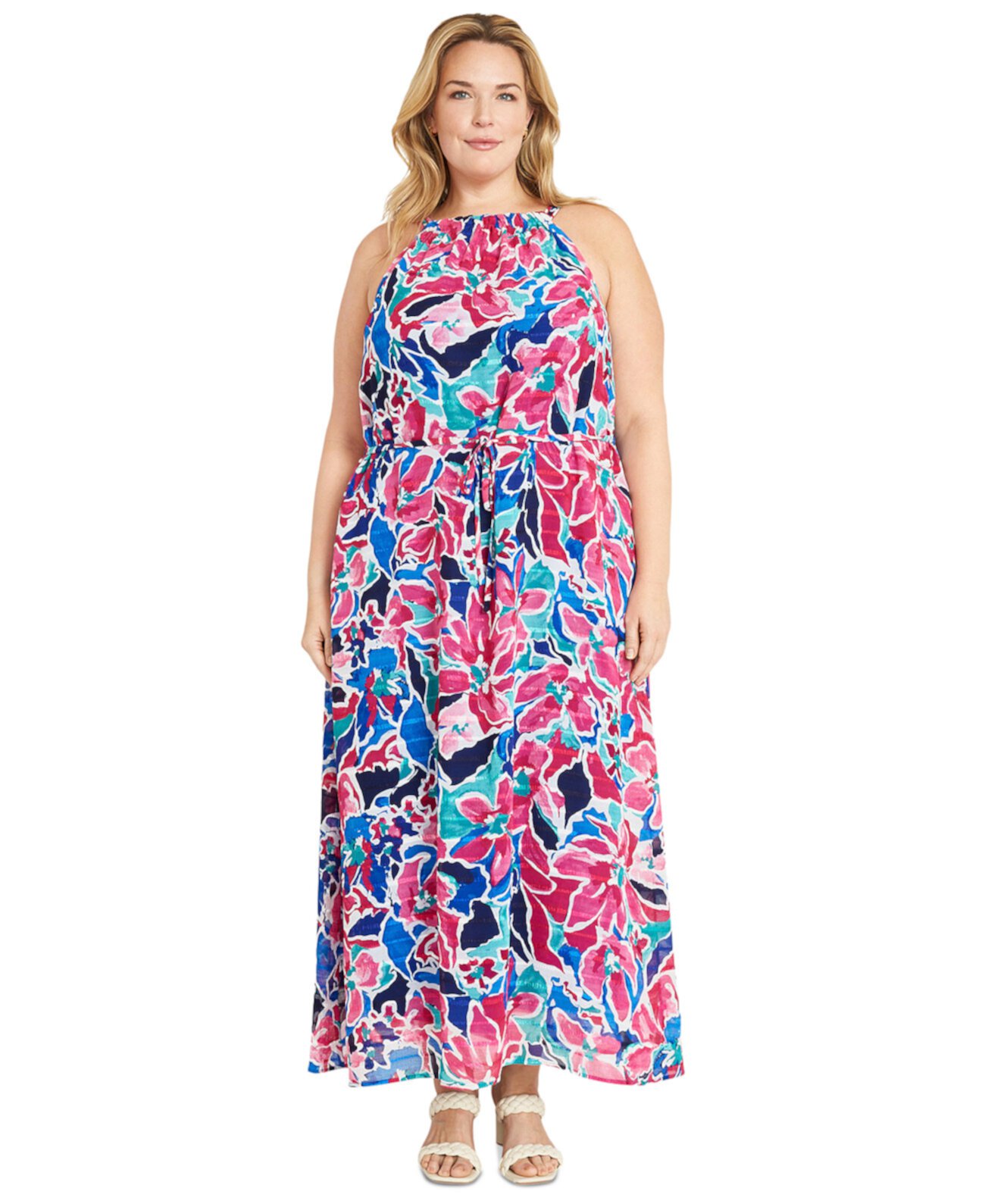 Plus Size Printed Halter Maxi Dress Maggy London