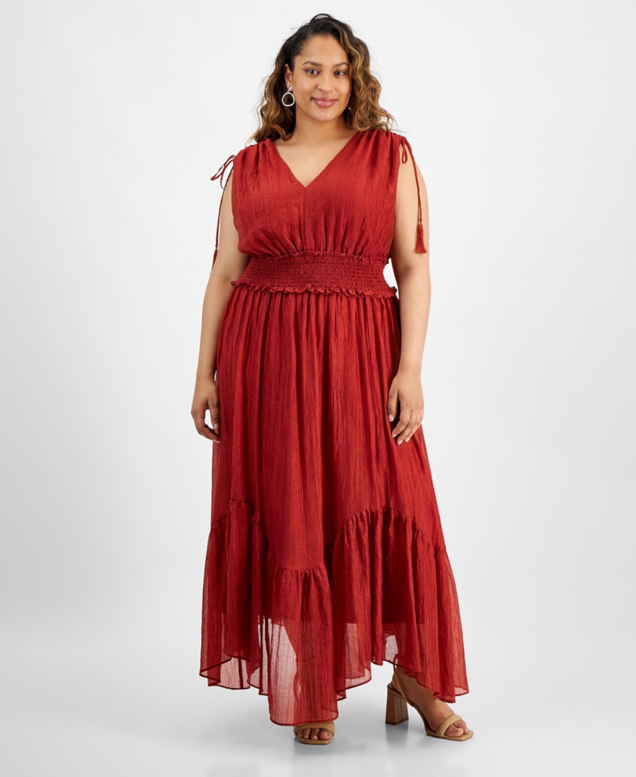 Plus Size V-Neck Sleeveless Handkerchief Hem Maxi Dress Taylor