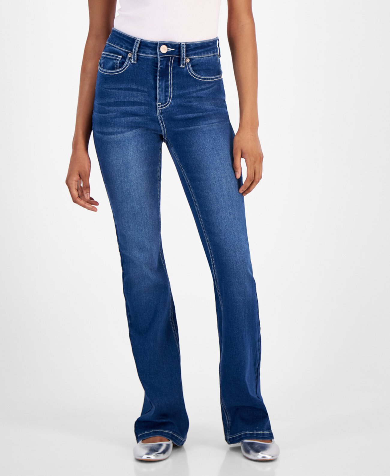 Juniors' High-Rise Flare-Hem Jeans Dollhouse