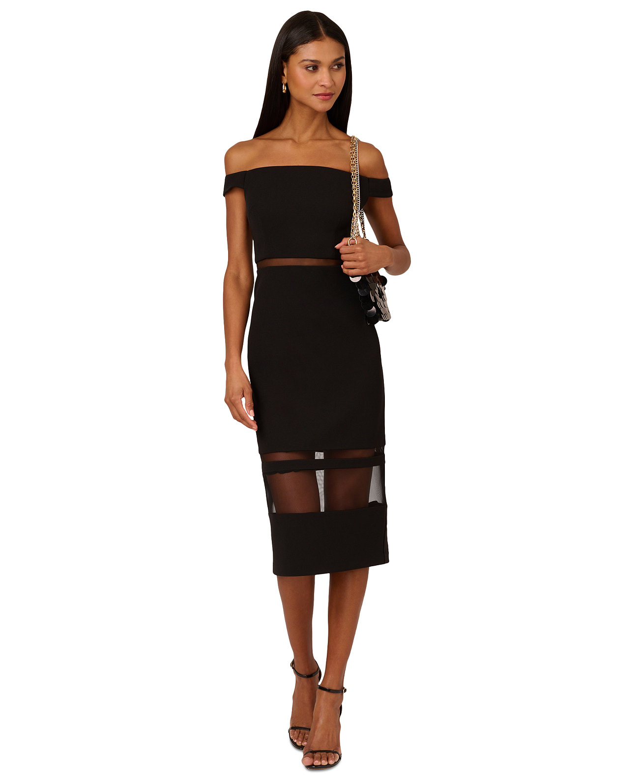 Women's Mesh-Panel Midi Dress Adrianna by Adrianna Papell