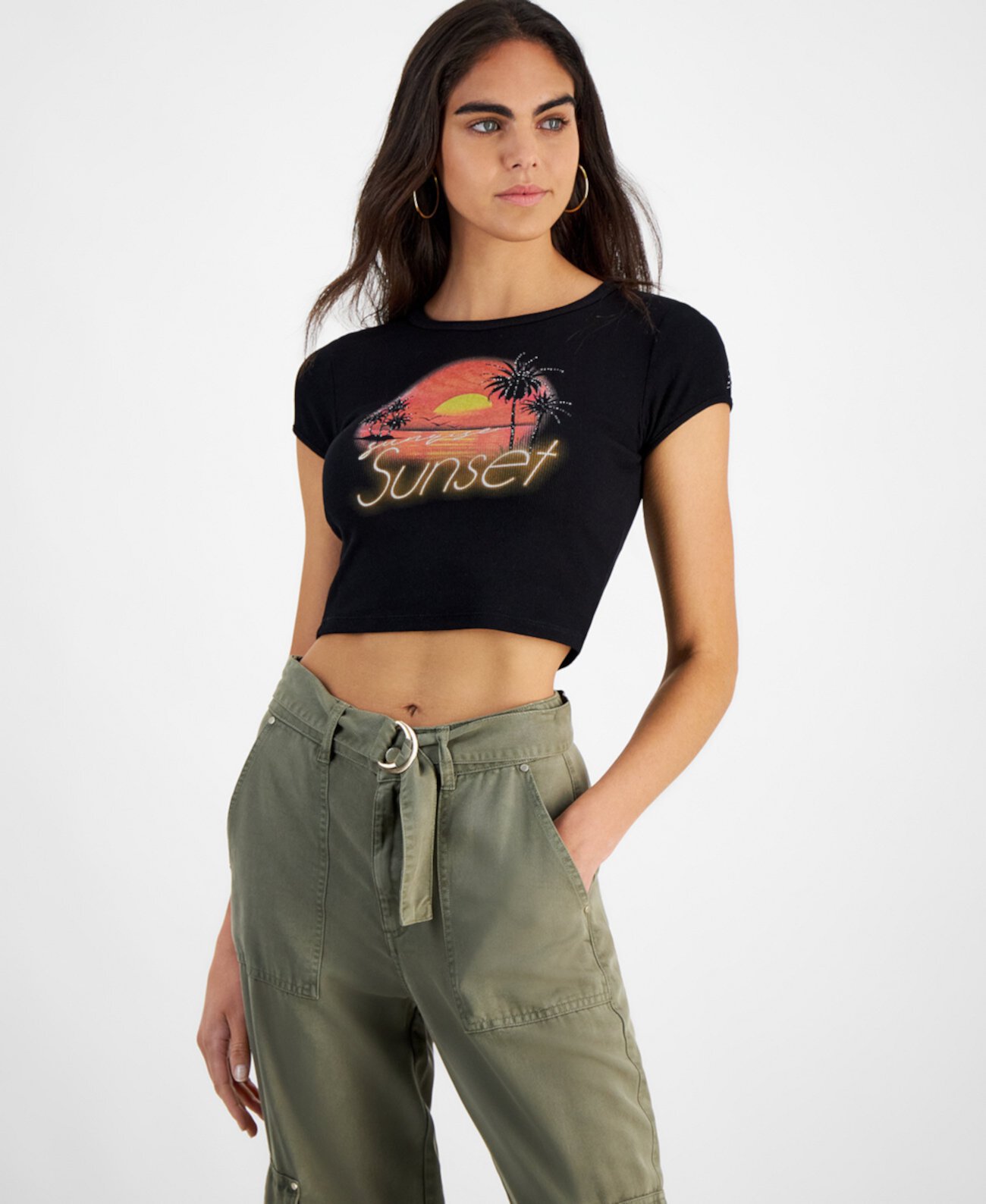 Women's Embellished Sunset Cropped T-Shirt GUESS