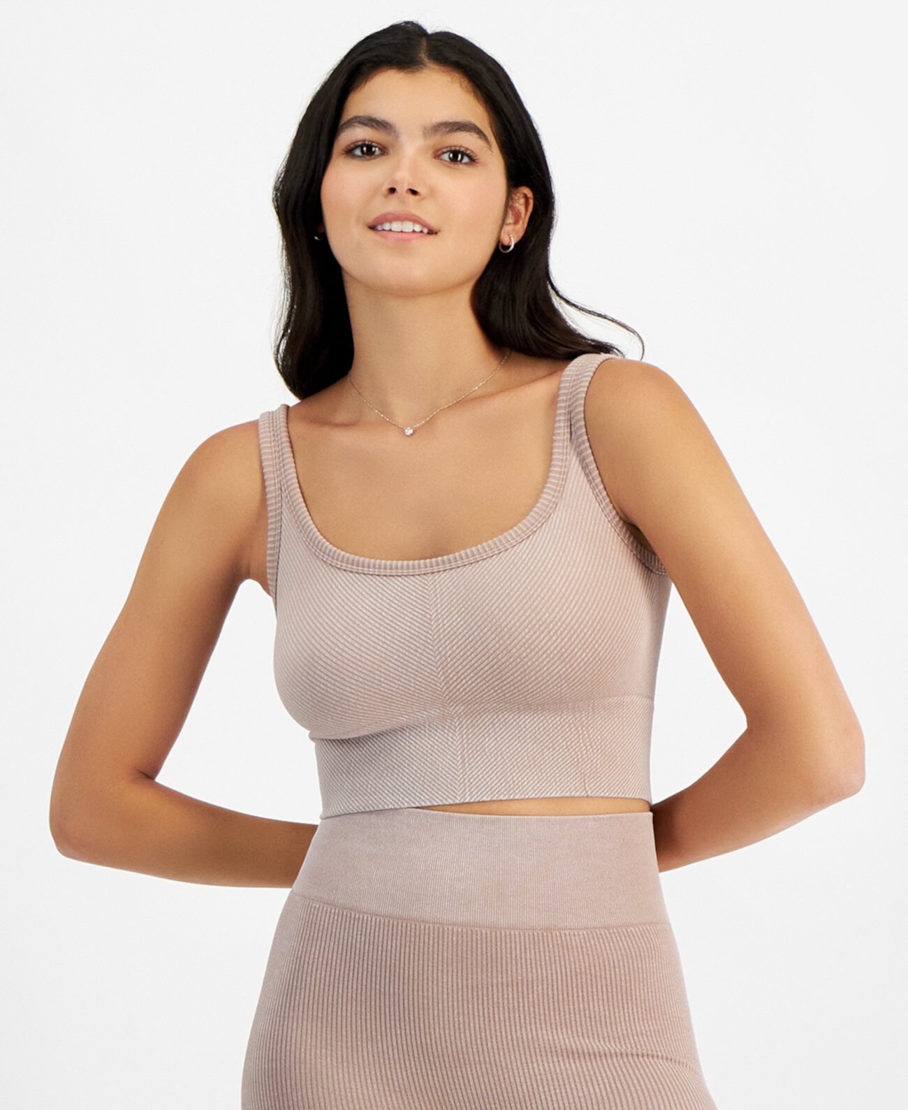 Juniors' Seamless Ribbed Cropped Tank Hippie Rose