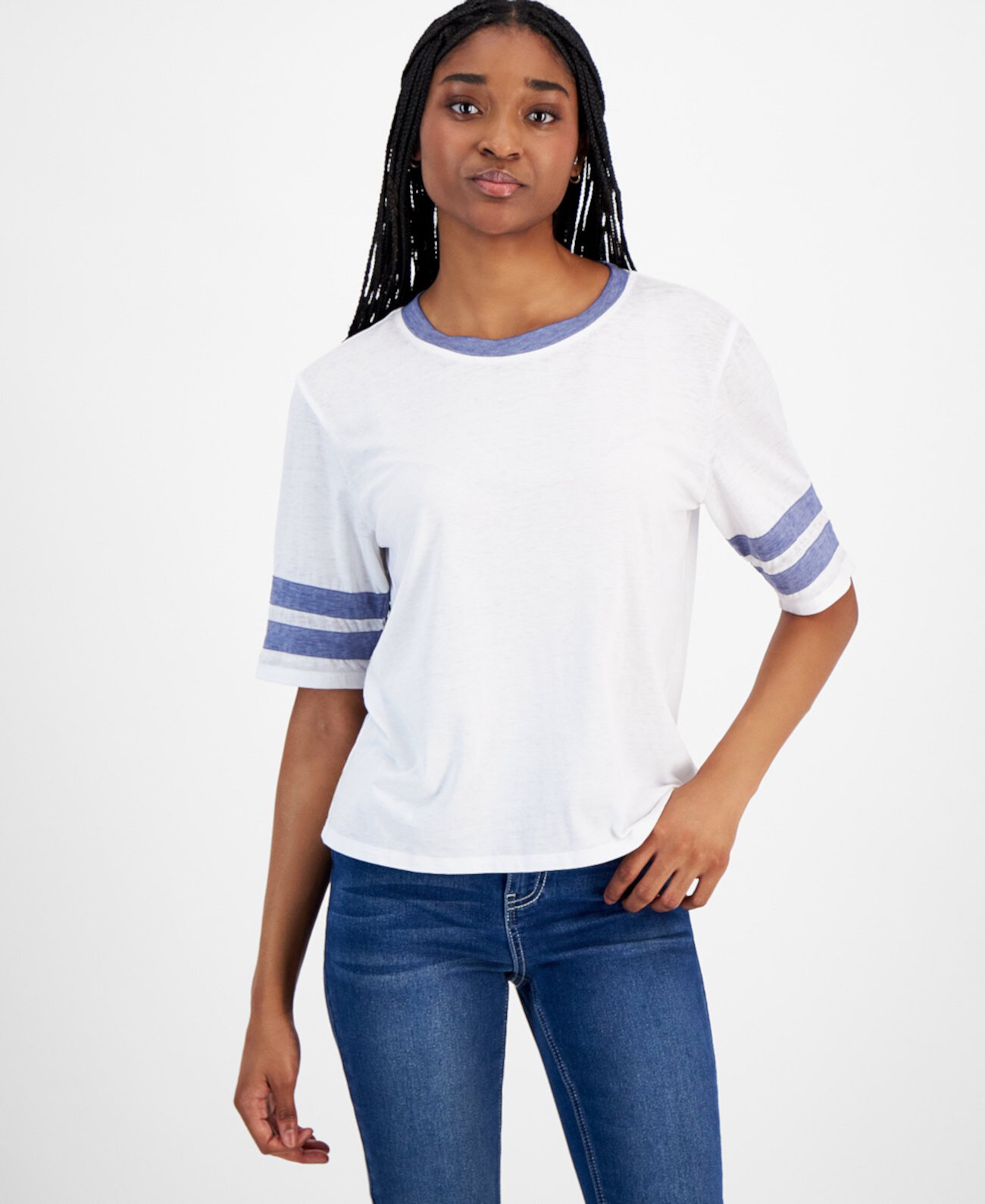 Juniors' Super Soft Varsity Tee Hippie Rose