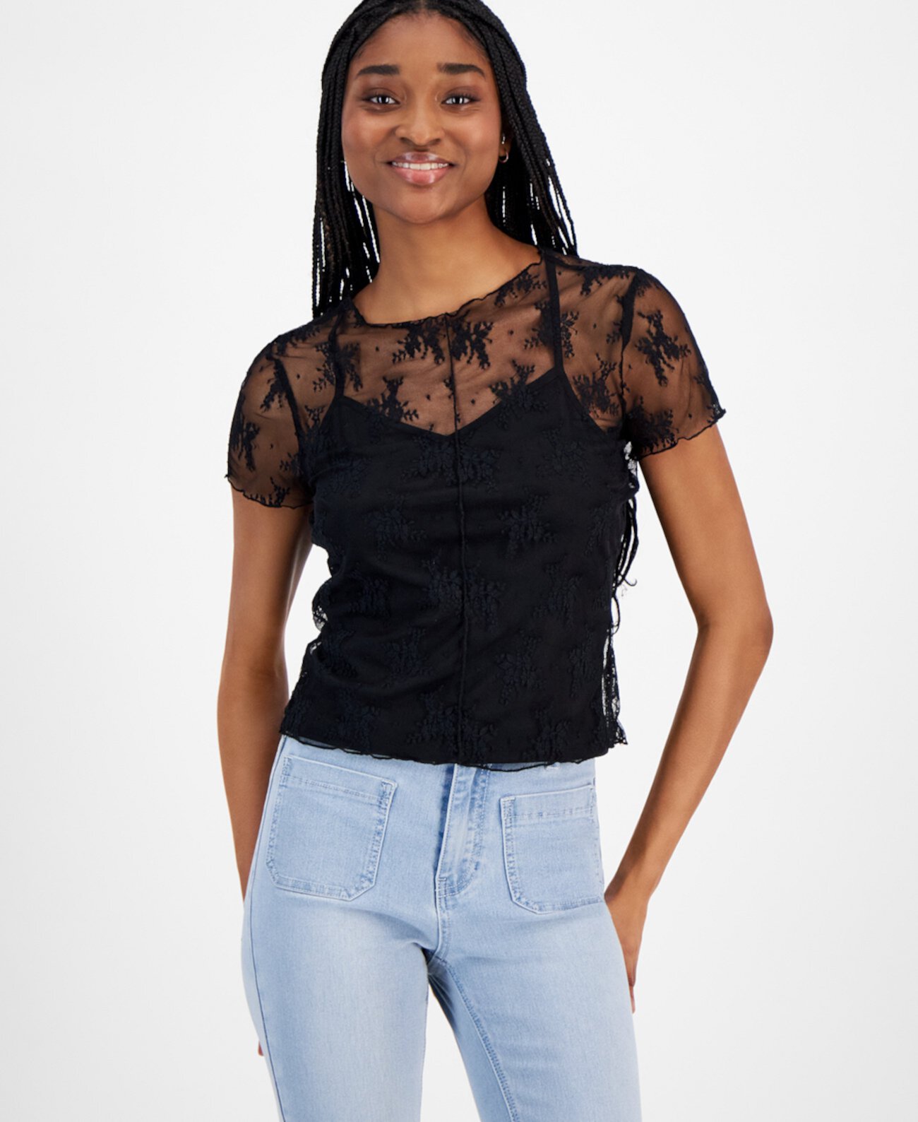 Juniors' Lace Tee & Cami Ultra Flirt