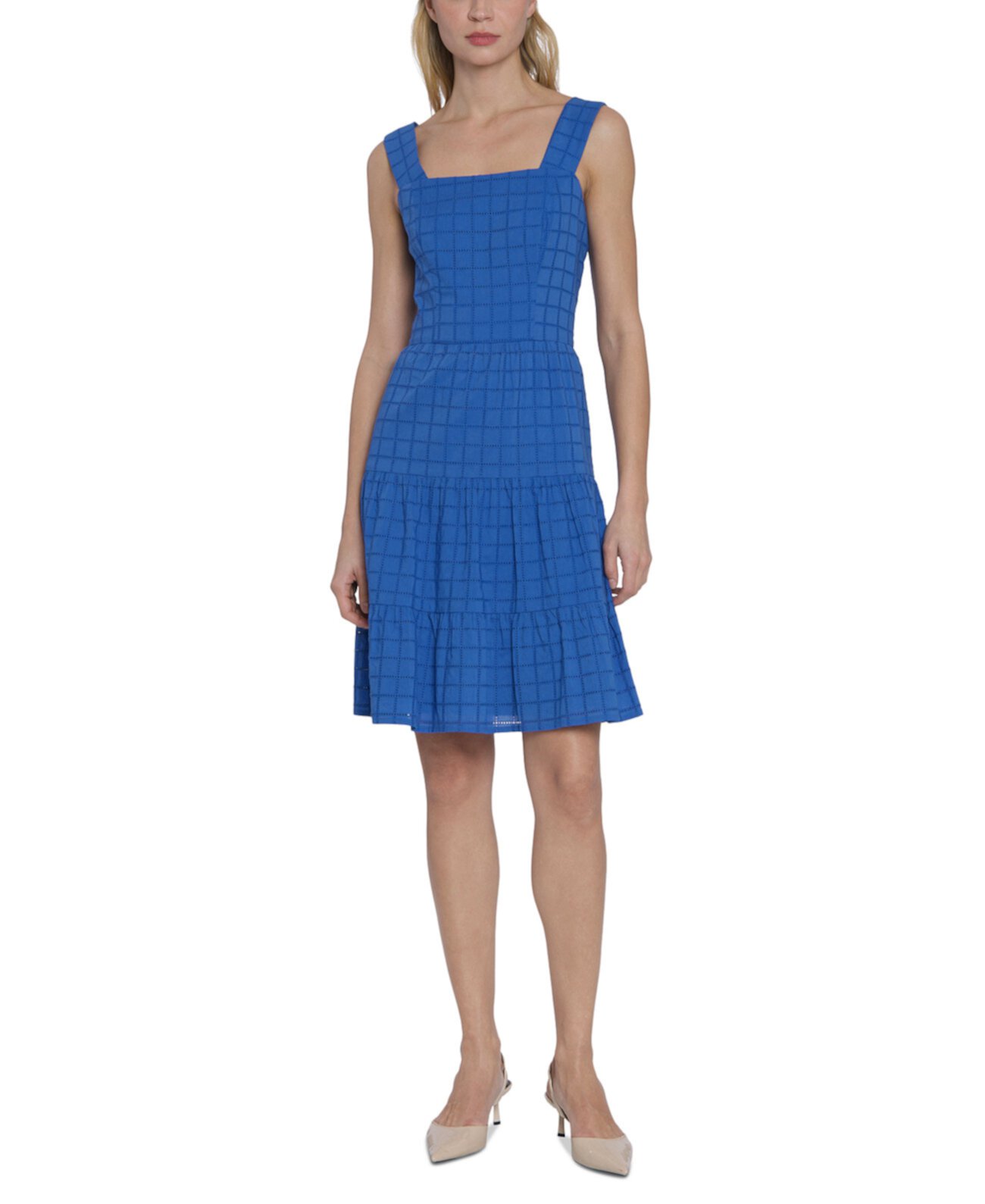 Women's Eyelet-Pattern Square-Neck Dress Maggy London