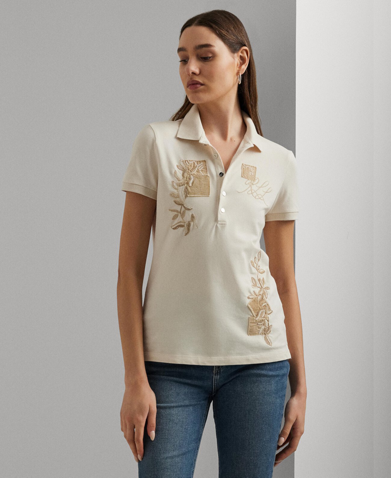 Women's Embroidered Patchwork Polo Shirt LAUREN Ralph Lauren