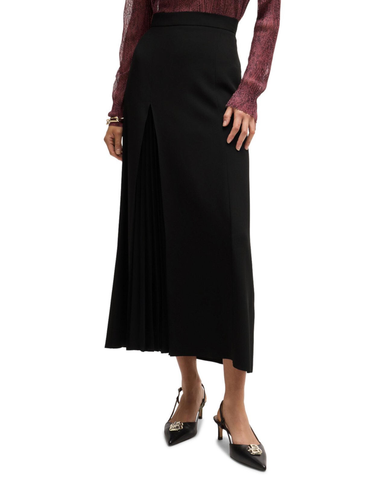 Women's Plisse Detail Maxi Skirt BOSS