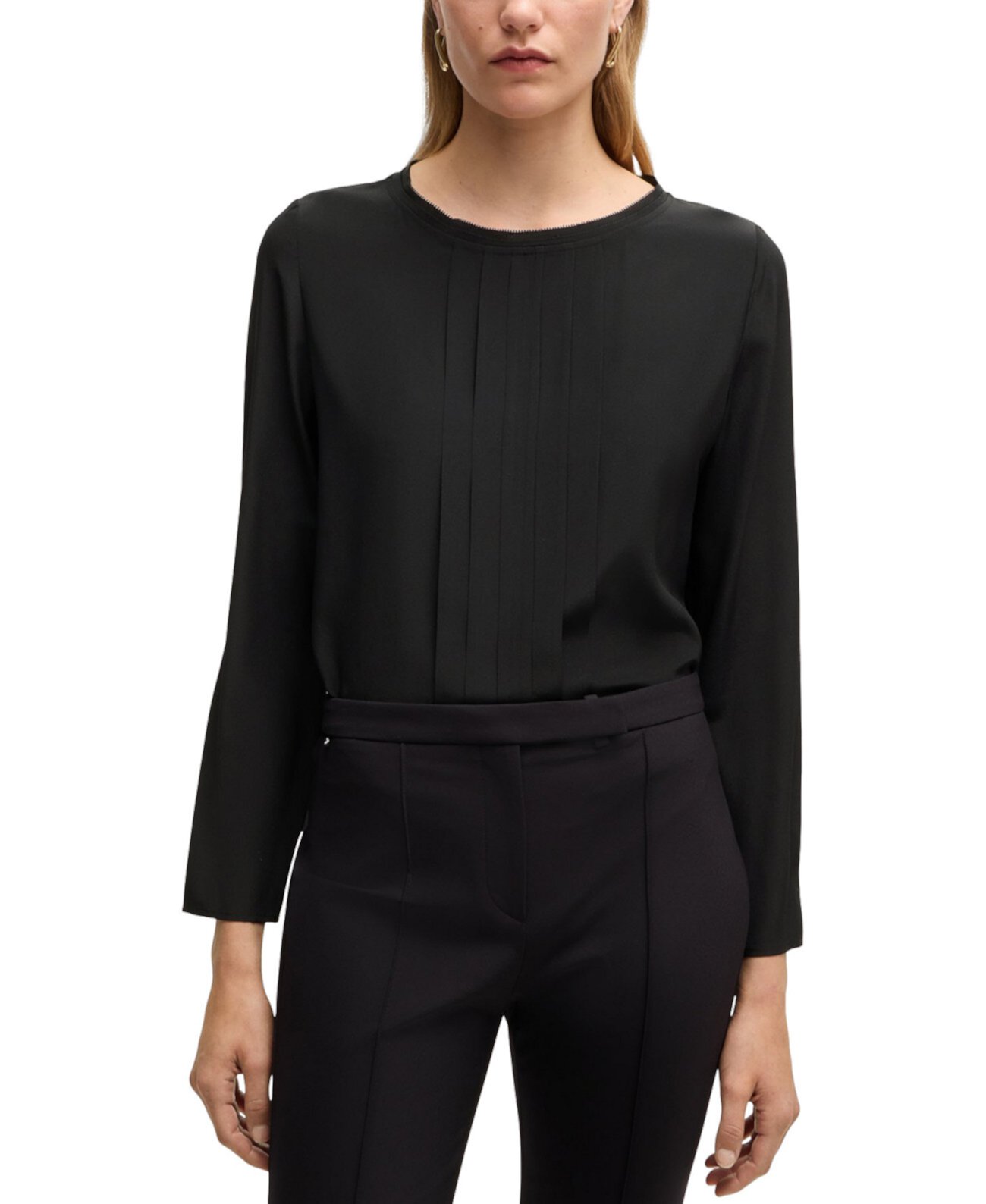 Women's Pleated Front Long-Sleeved Blouse BOSS