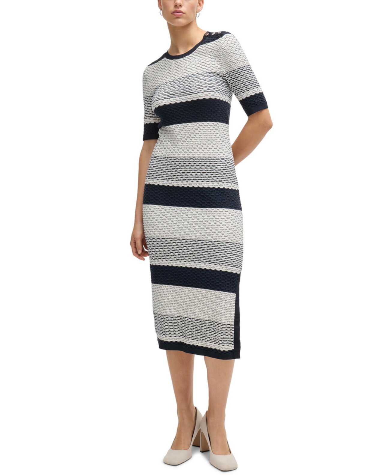 Women's Structured-Stripe Dress BOSS