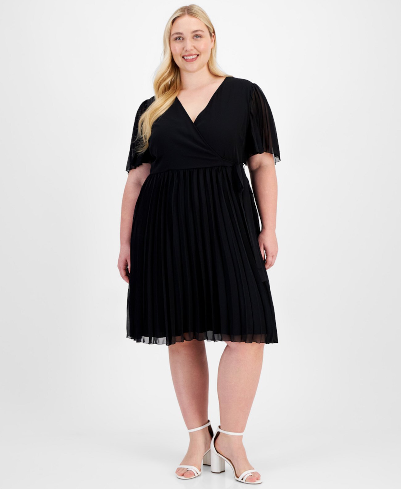 Trendy Plus Size Pleated Chiffon Midi Dress City Studios