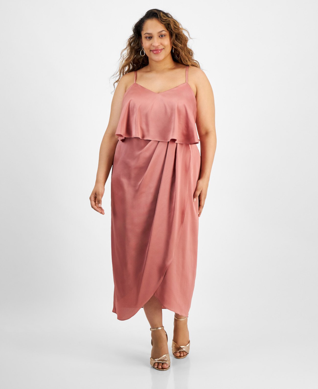 Plus Size Draped Sleeveless Midi Dress City Studios