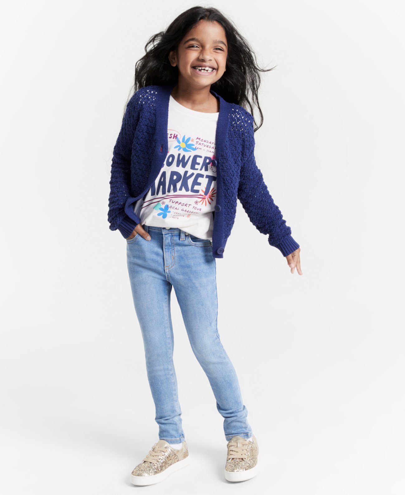 Girls Open-Stitch Cotton Cardigan, Created for Macy's Epic Threads