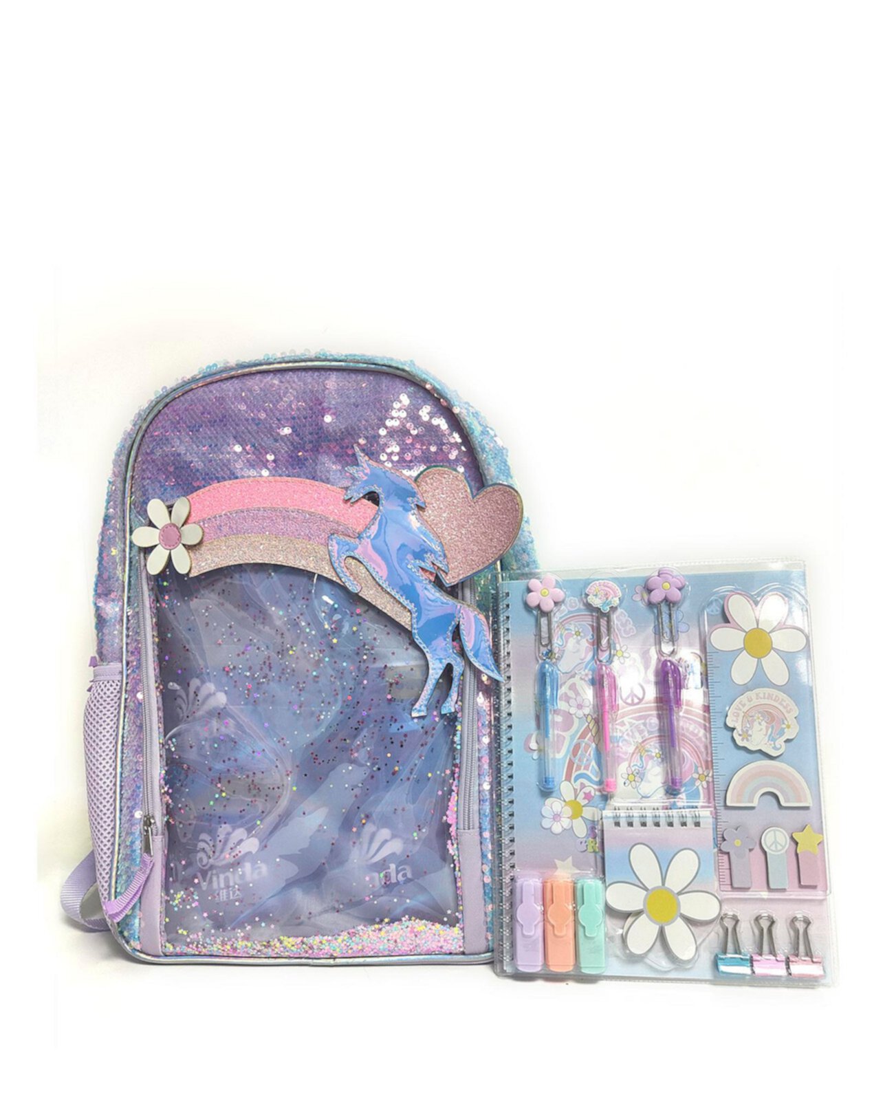 Girl's Rainbow Backpack Stationary Set InMocean