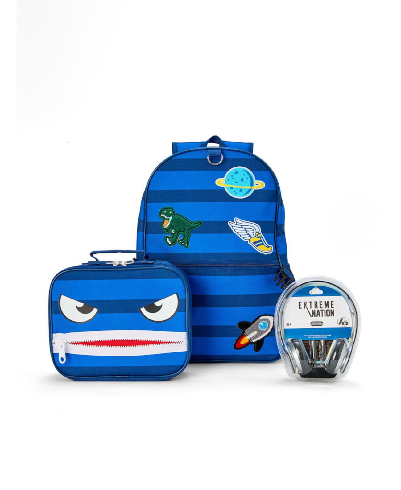 Boy's Zipper Mouth Backpack Headphone Lunch Set InMocean