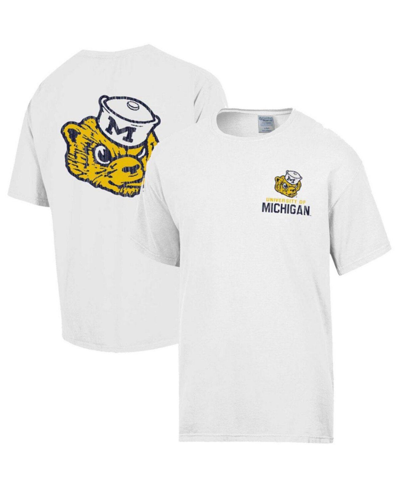 Comfort Men's Wash White Michigan Wolverines Vintage-like Logo T-Shirt Comfortwash