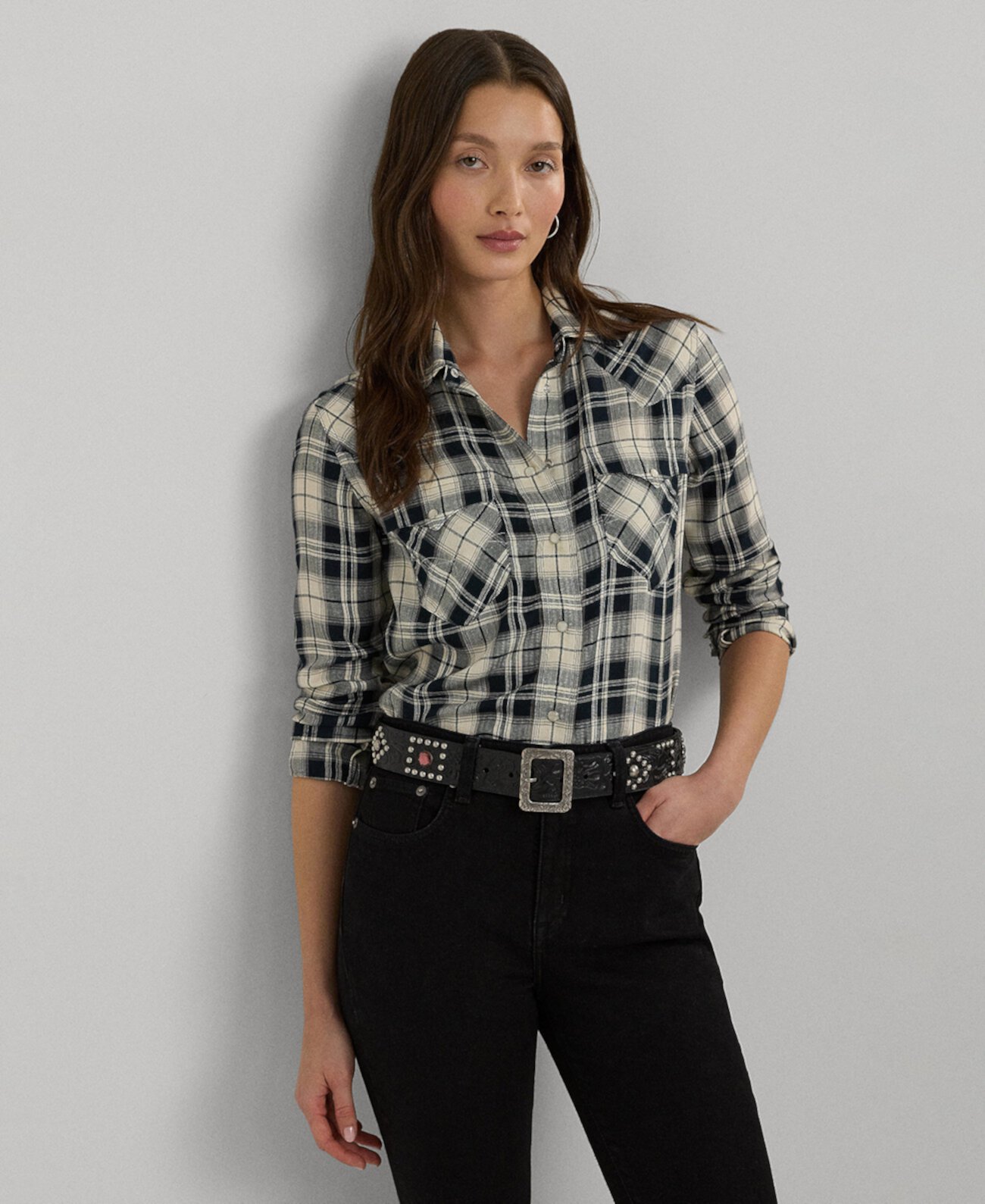 Women's Embroidered Plaid Shirt LAUREN Ralph Lauren