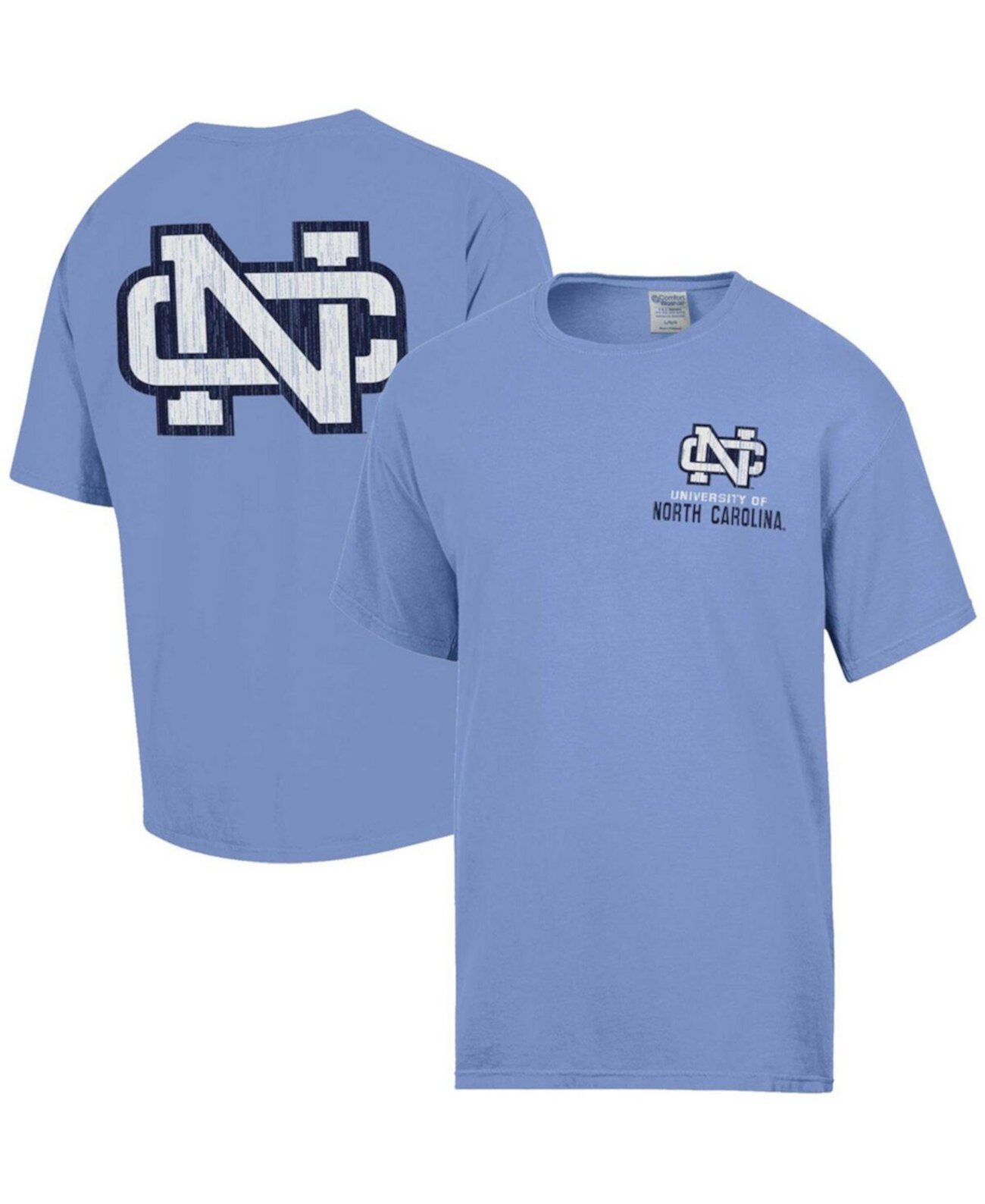 Men's Light Blue North Carolina Tar Heels Vintage-like Logo T-Shirt Comfortwash