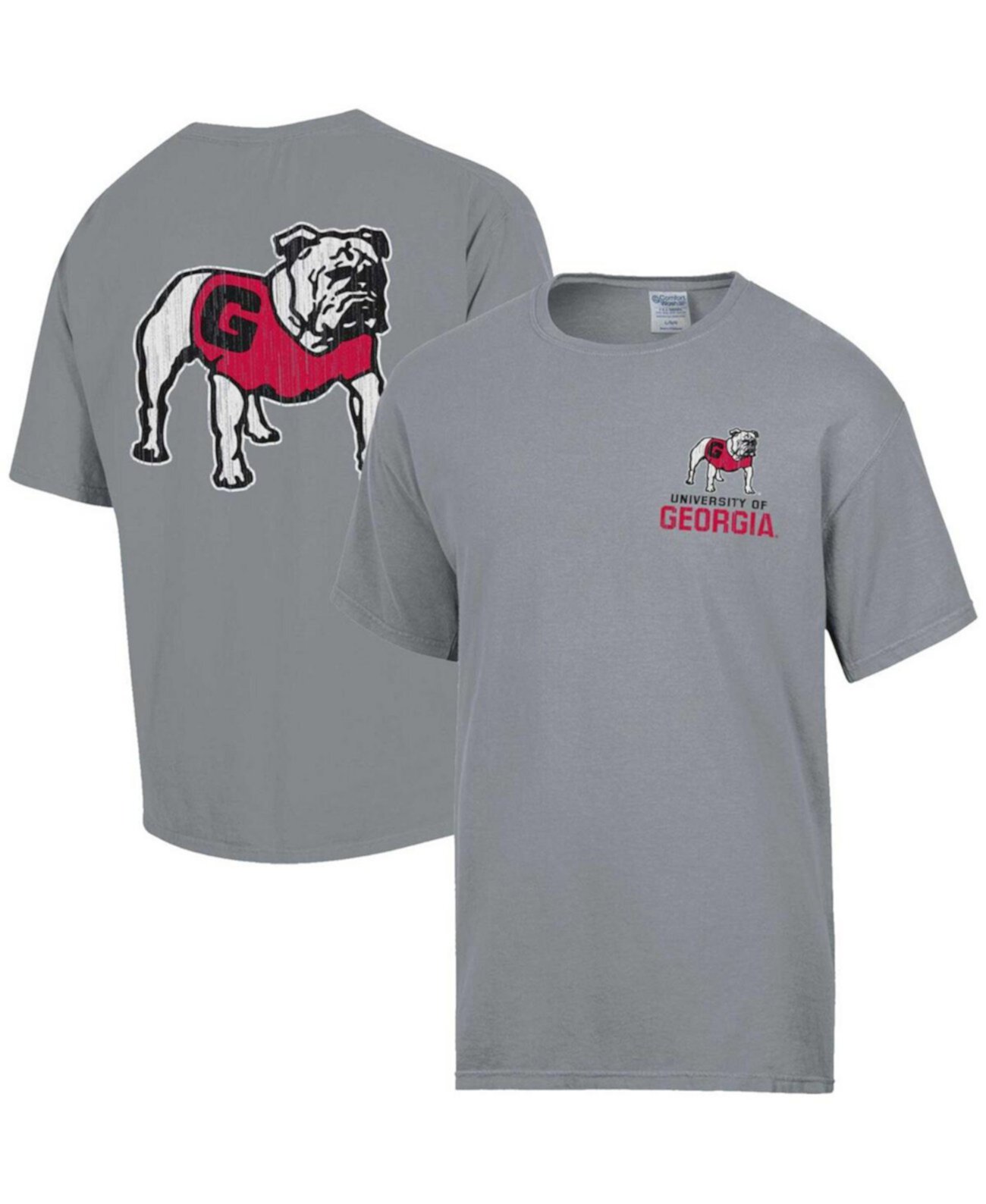Men's Graphite Georgia Bulldogs Vintage-like Logo T-Shirt Comfortwash