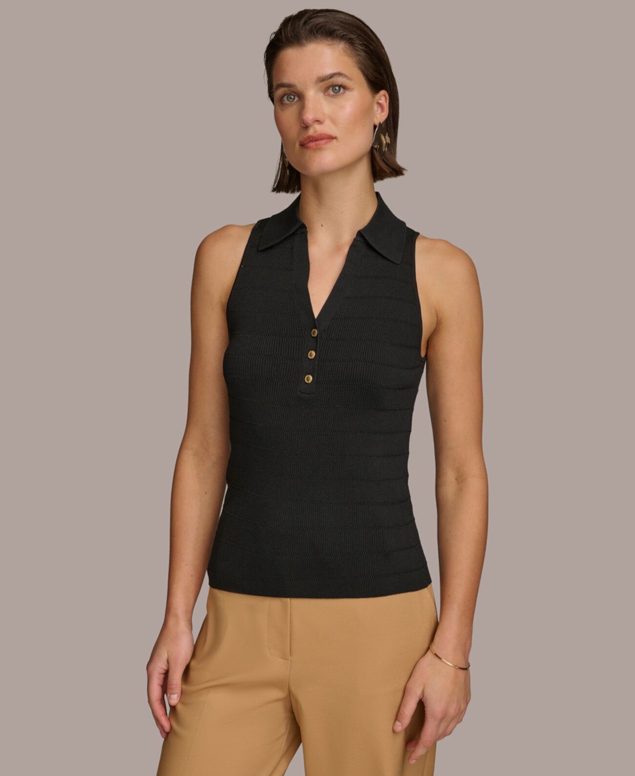 Женский Пуловер Donna Karan New York Knit Polo Donna Karan New York