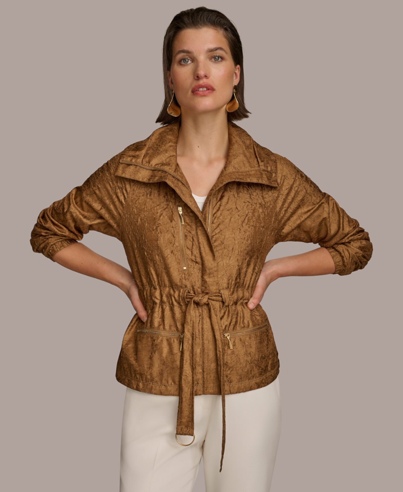 Женская Куртка Donna Karan New York с Завязкой на Талии и Передней Молнией Donna Karan New York