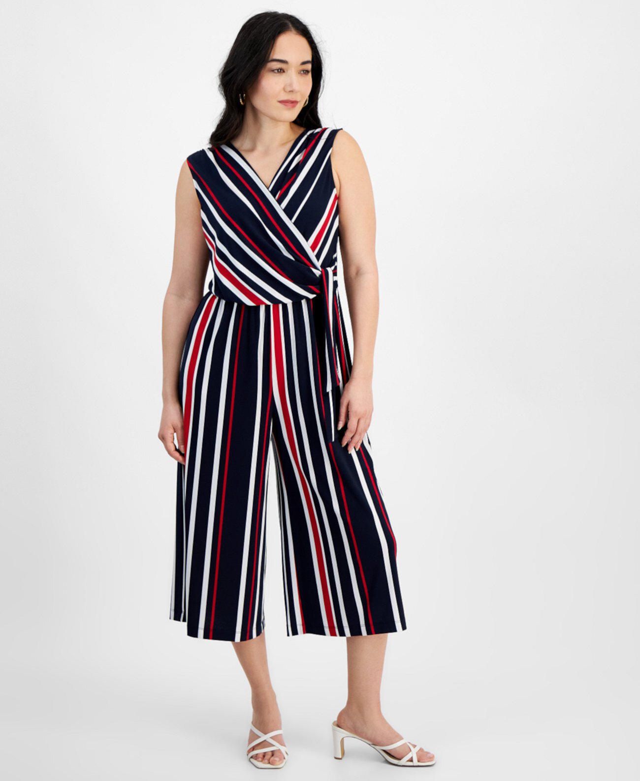 Женский Комбинезон Connected Petite Striped Cropped Wide-Leg Connected