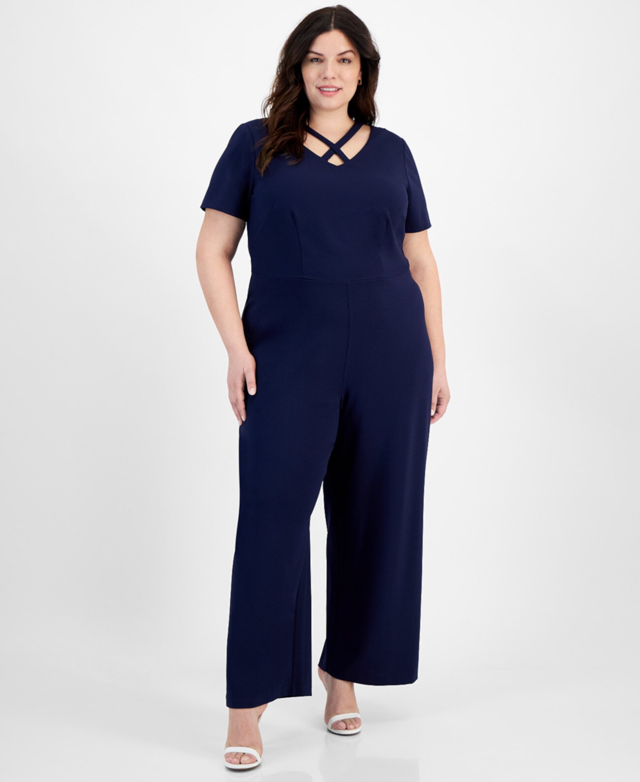 Женский Комбинезон Connected Plus Size Crisscross V-Neck Wide-Leg Connected