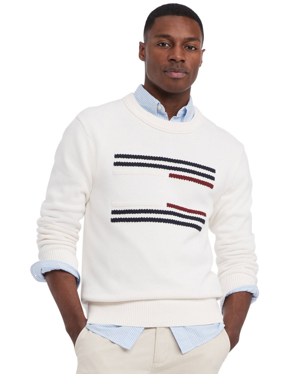 Мужской Свитер Tommy Hilfiger Relaxed-Fit Cable Knit Flag Tommy Hilfiger