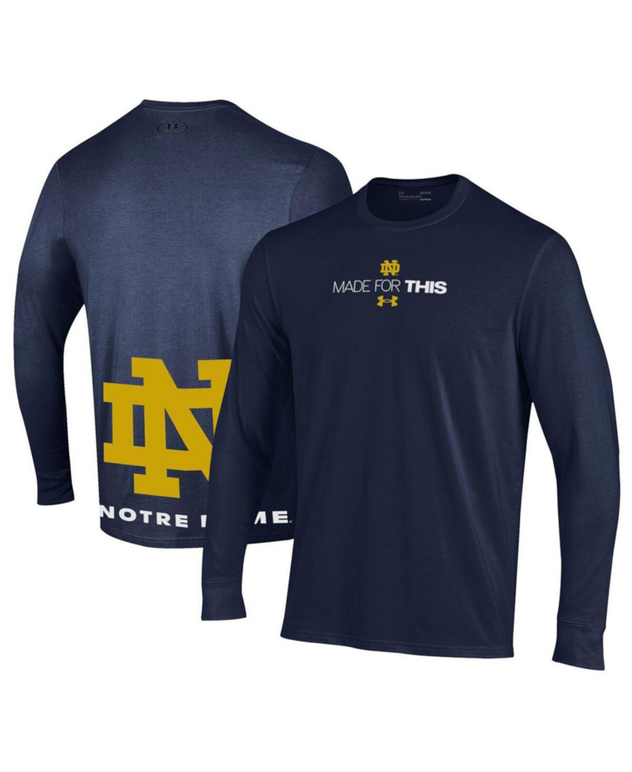 Мужское Джерси Under Armour Notre Dame Fighting Irish 2024 On-Court Bench Unity Performance Long Sleeve Under Armour