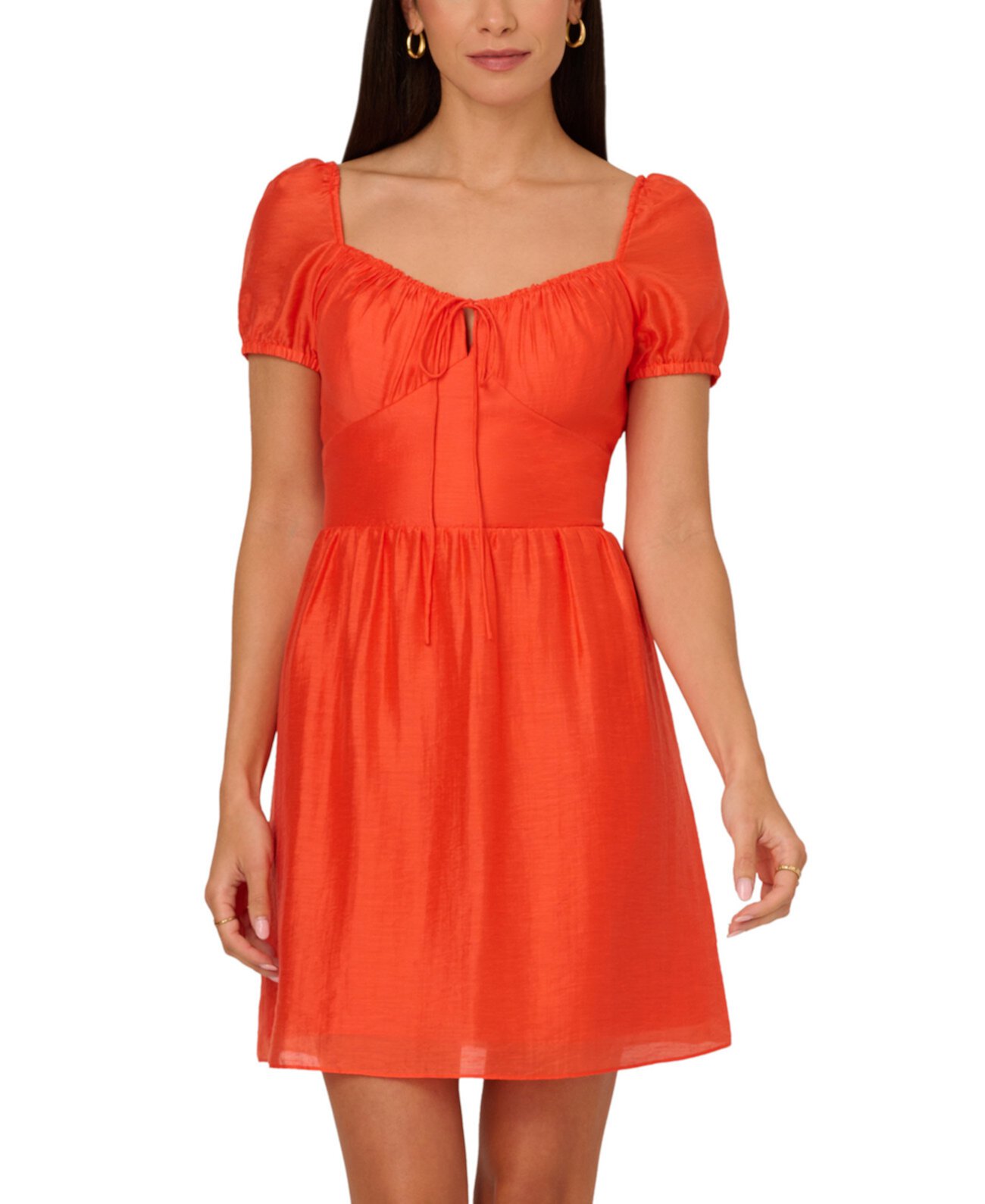 Women's Puff-Sleeve Sweetheart Fit & Flare Dress Adrianna by Adrianna Papell