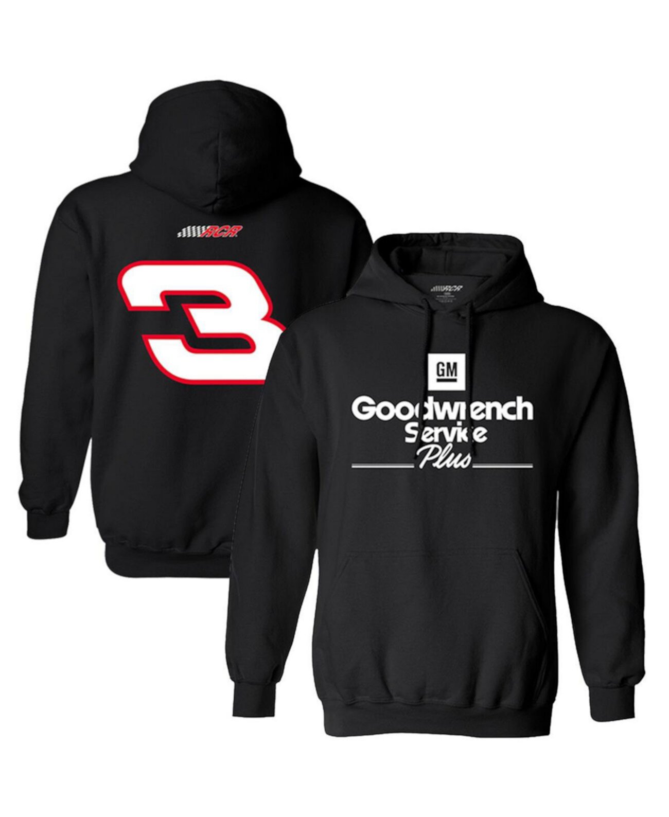 Men's Black Dale Earnhardt Goodwrench Service Plus Car Pullover Hoodie Richard Childress Racing Team Collection