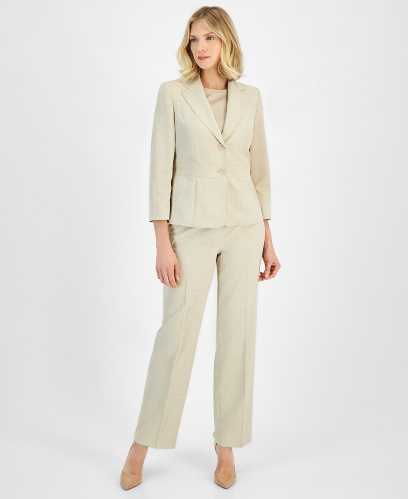 Two-Button Inset Jacket Extended-Tab Waist Pantsuit, Regular & Petite Le Suit