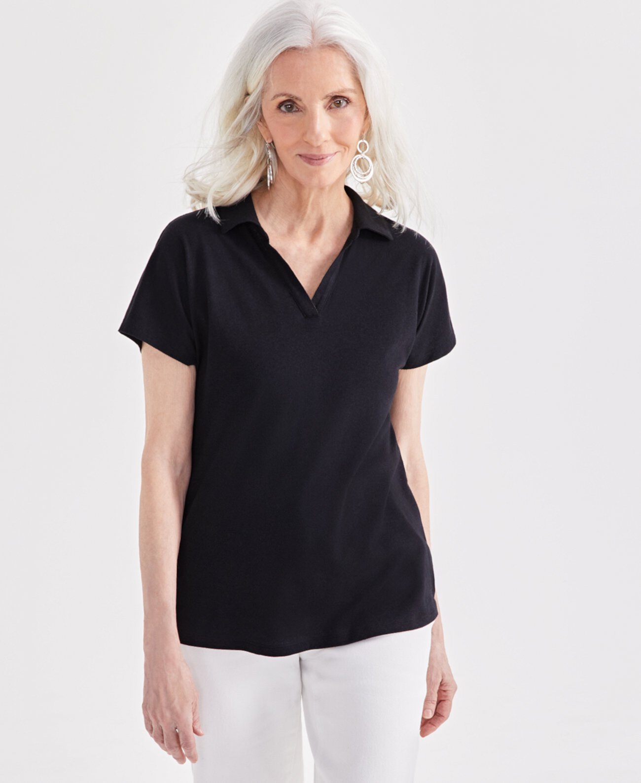 Petite Linen-Blend Polo, Created for Macy's Style & Co