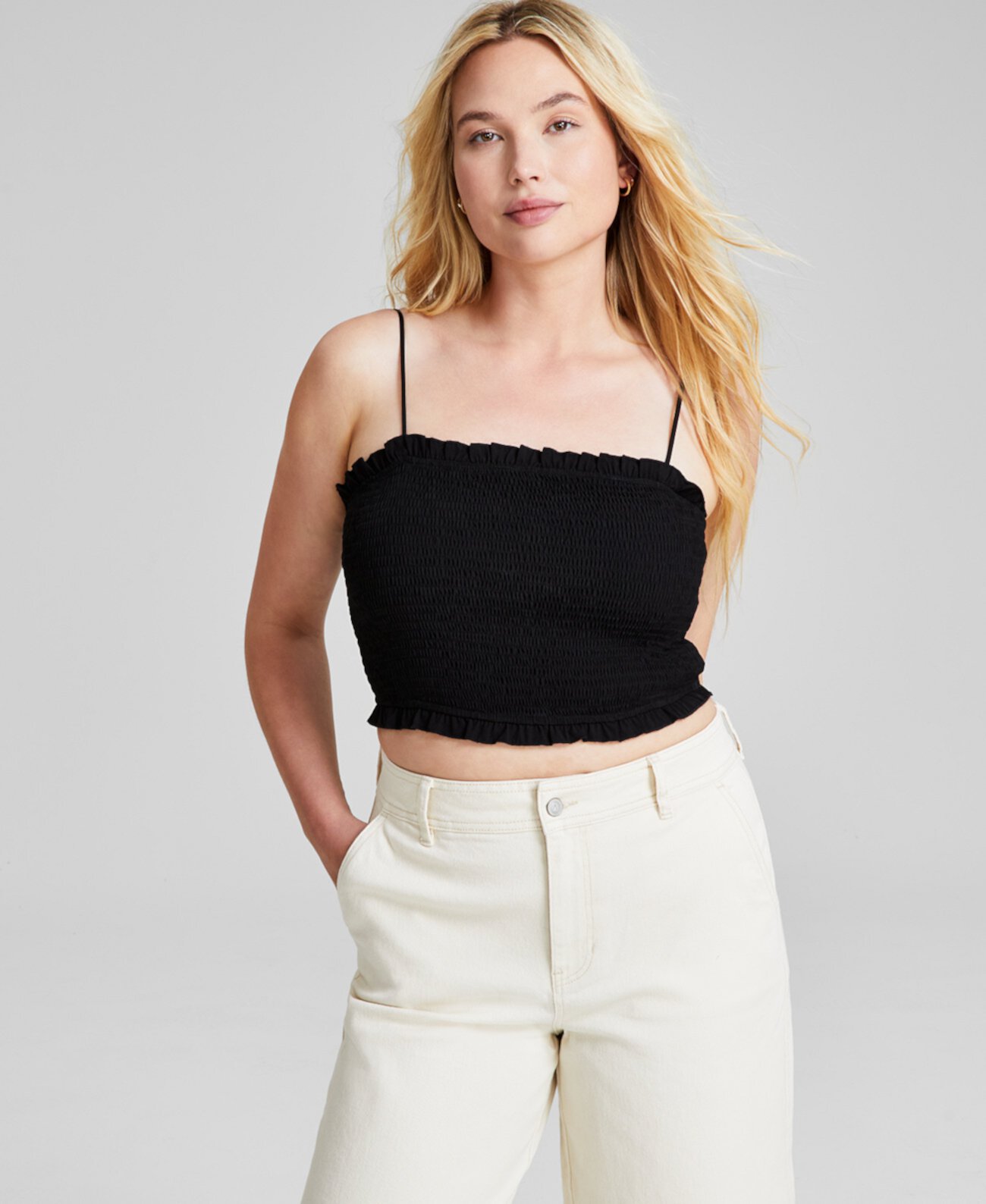 Women's Smocked Sleeveless Tank Top, Created for Macy's And Now This